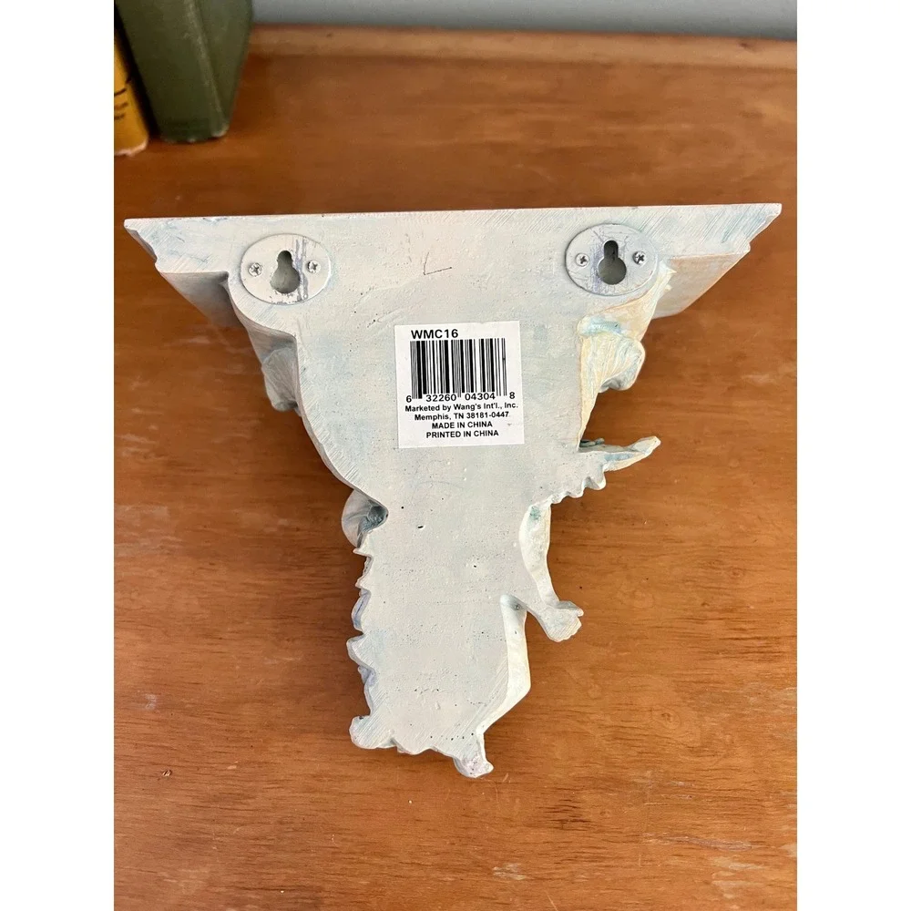 Vintage Cherub Floating Wall Corbel Shelf Heavy Resin Verdigris Angel Putti